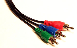 Component video cable with RCA connections.