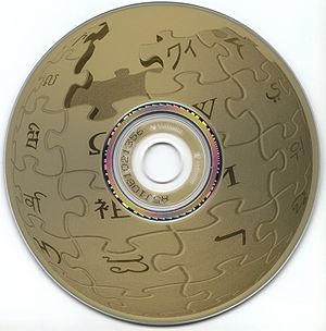 A LightScribe disc label printed with Wikipedi...