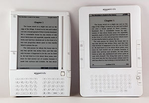 The front of the Kindle 1 (Left) and Kindle 2 ...