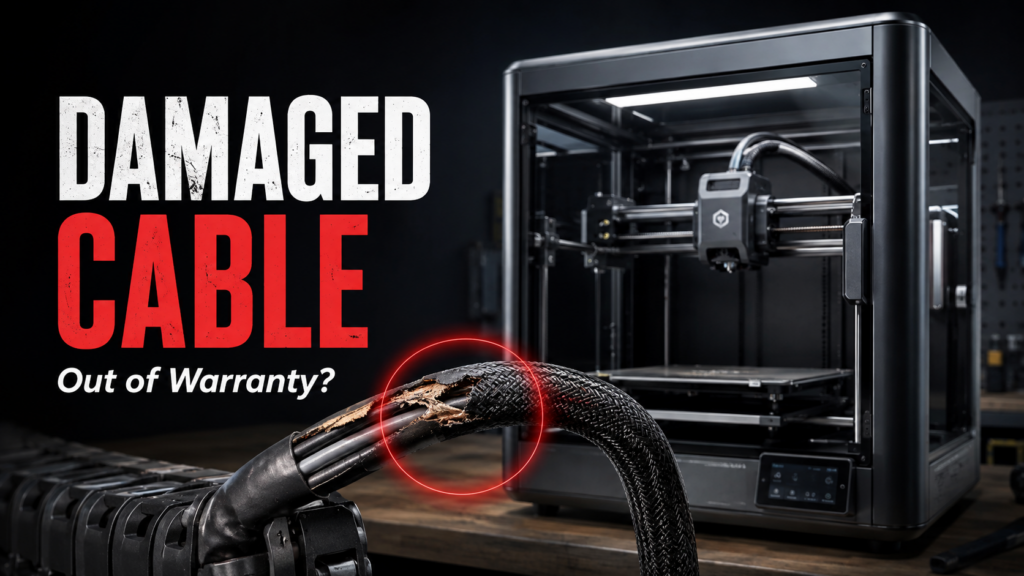 Damaged cable on an Elegoo Centauri Carbon 3D printer